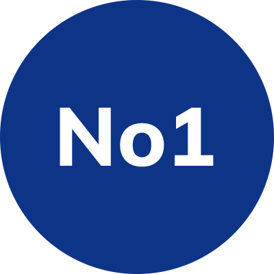 blue circle with text that reads number one